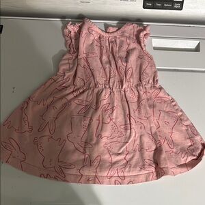 Pink Bunny Print Kids Dress